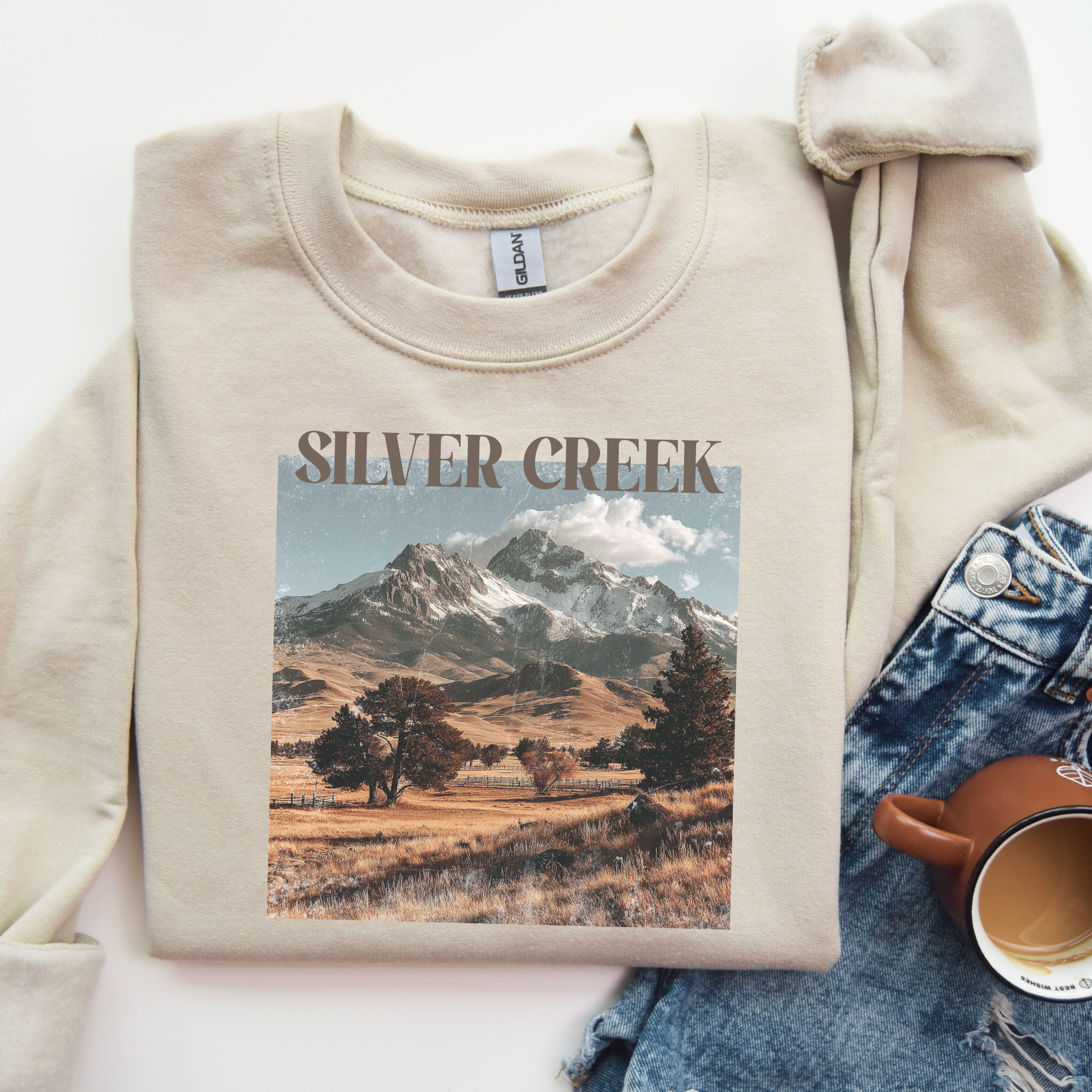 Silver Creek Montana Mountains Vintage Sweatshirt