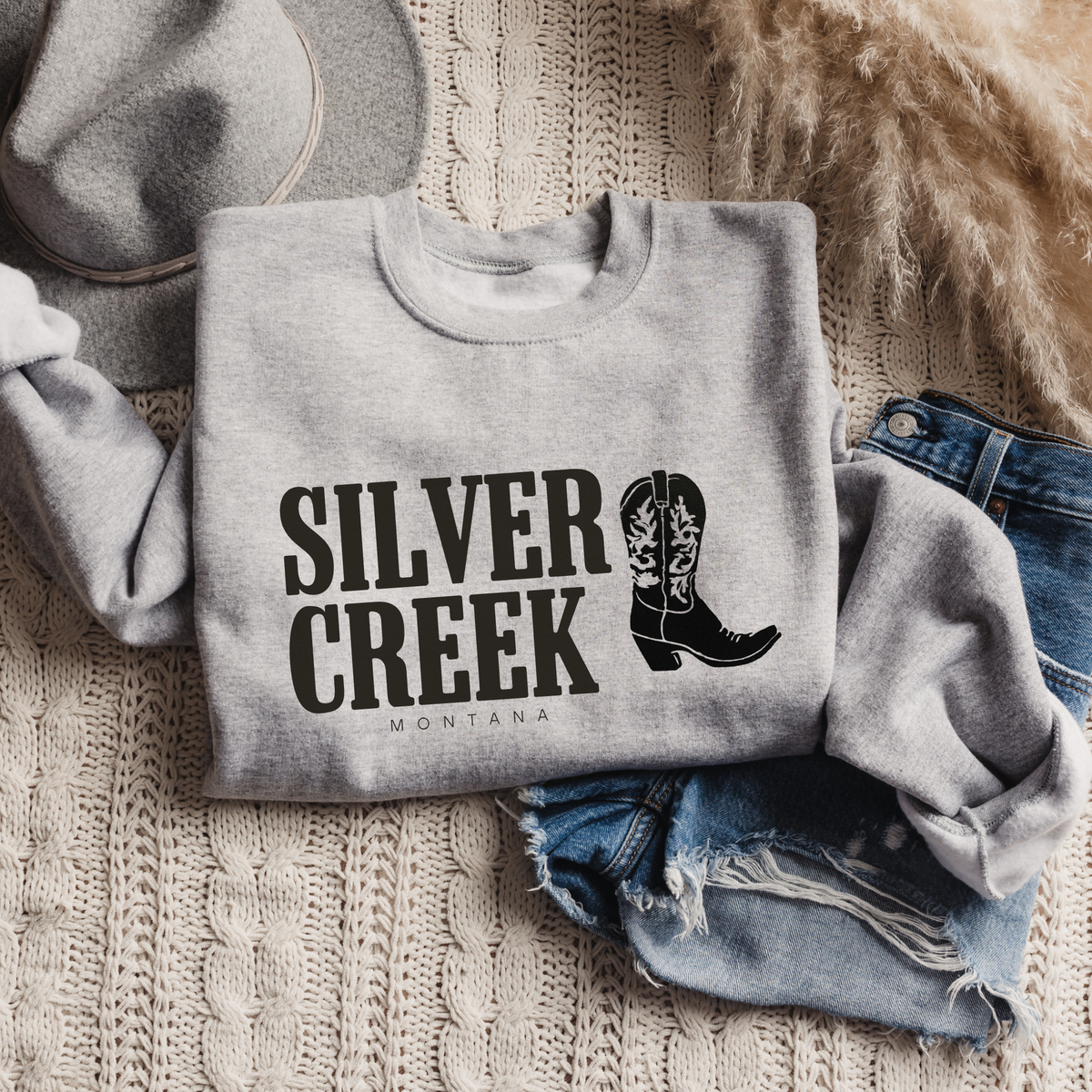 Silver Creek Cowboy Boot Crewneck Sweatshirt